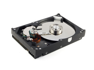 hard drive with the lid open on a white background