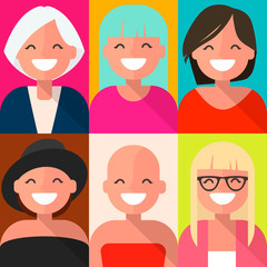 Set avatars girls. Vector illustration