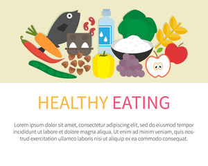 Healthy eating banner. Flat vector illustration.