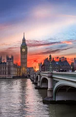 Poster Im Rahmen Sonnenuntergang über dem Big Ben in London © moofushi