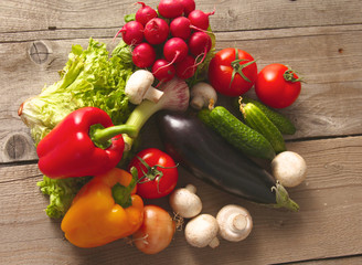 Vegetables . Fresh Bio Vegetable in a Basket. Over Nature Background