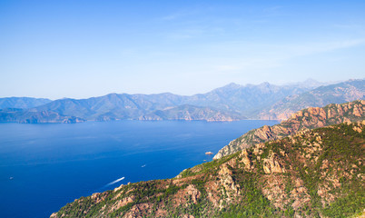 Fototapeta na wymiar Rocks and sea in summer time, Corsica
