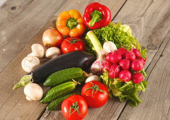 Vegetables . Fresh Bio Vegetable in a Basket. Over Nature Background