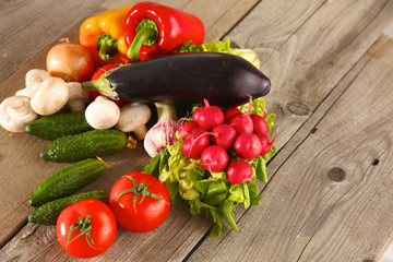 Vegetables . Fresh Bio Vegetable in a Basket. Over Nature Background