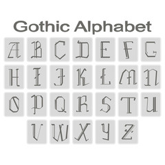 Set of monochrome icons with gothic alphabet for your design
