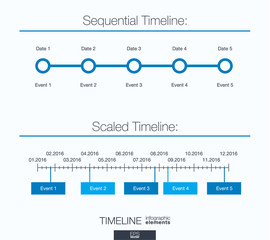Useful infographic template. Set of graphic design elements, sequential and scaled timeline. Vector illustration.