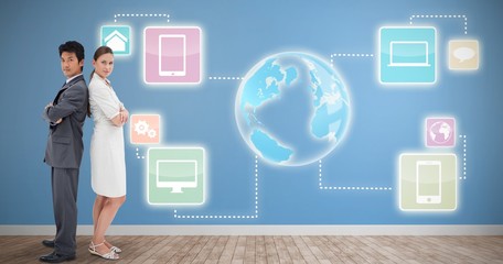 Composite image of portrait of business people 