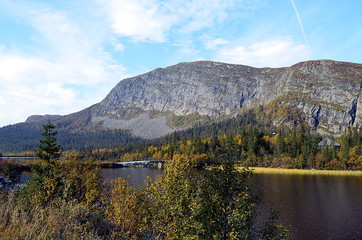 Sunny day in south Norway at a lake