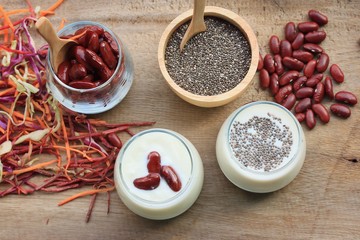 yogurt red bean with milk