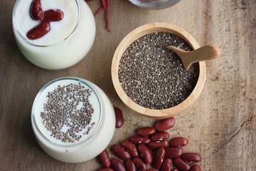 yogurt red bean with milk