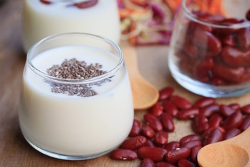 yogurt red bean with milk