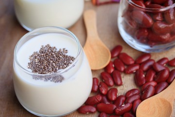 yogurt red bean with milk