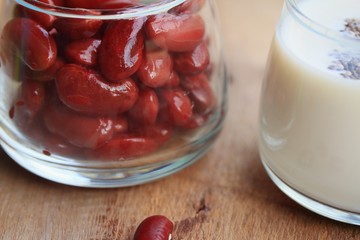yogurt red bean with milk