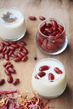 yogurt red bean with milk