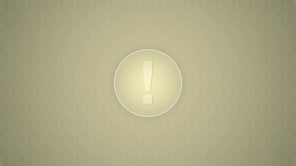 Exclamation mark inside a circle trasitions in from a low poly circular wipe, placed on a textured background