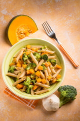 pasta with broccoli and pumpkin