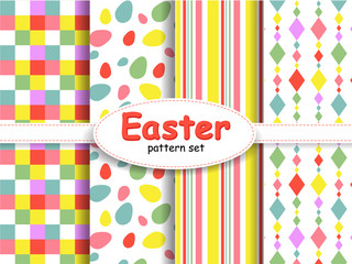 Set of cute background patterns in spring colors for baby, Easter, gift wrapping paper, scrap booking.