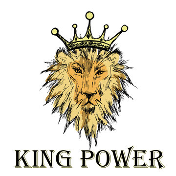 Lion with a crown and an inscription king power