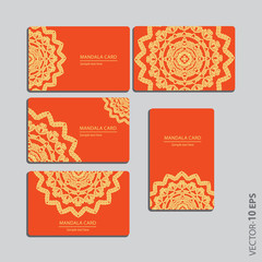 Vector set templates of business card. Vintage decorative elements with mandala. 