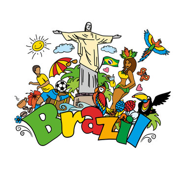 Big cartoon set of Brazilian templates
