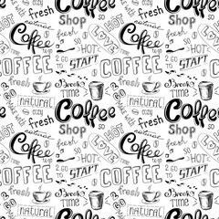 naadloze doodle koffie patroon achtergrond