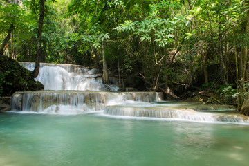 Green landscape with beautiful waterfall