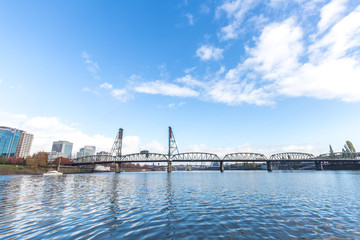 bridge over water and cityscape and skyline of portland