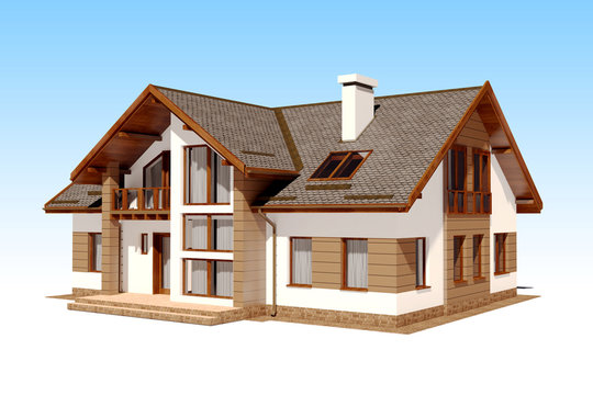 3d Beautiful Residential House Render