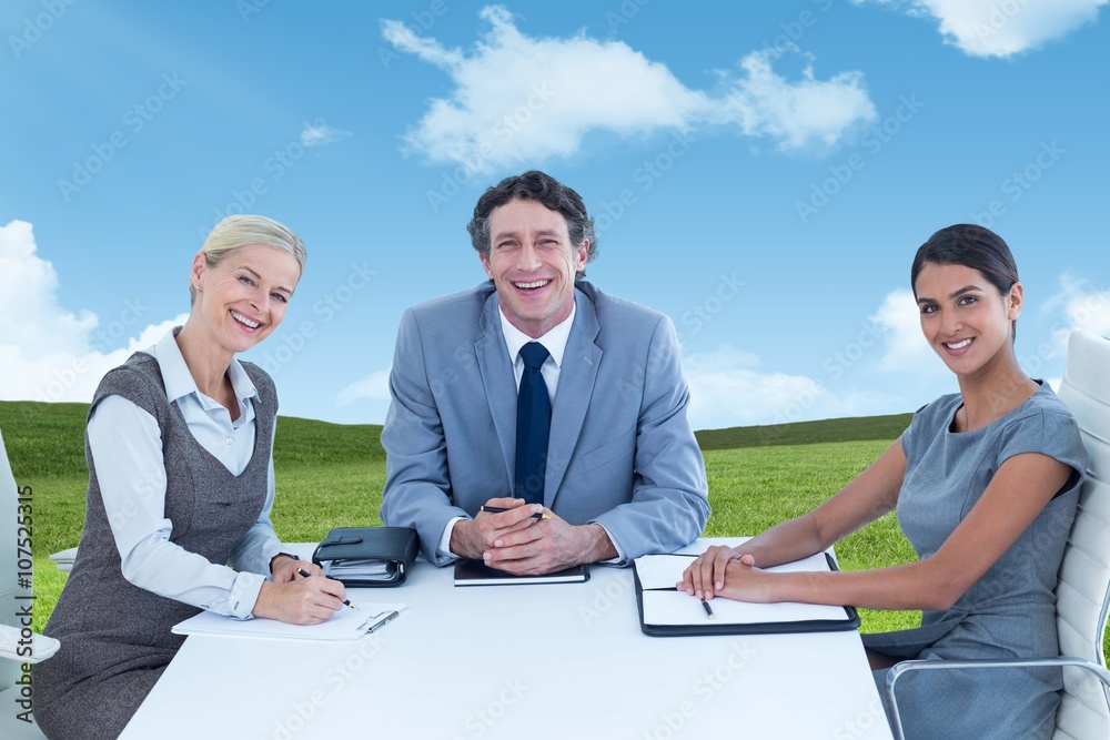 Canvas Prints Composite image of portrait of smiling business people