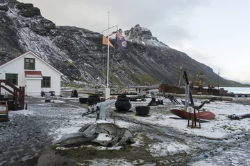 Rolgordijnen Musée, Base Grytviken, ancienne station baleinière, Georgie du Sud, Atlantique Sud, Iles Sub Antarctiques, Grande Bretagne © JAG IMAGES