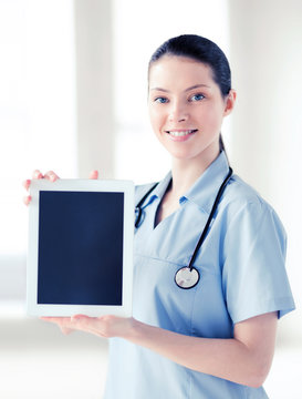 female doctor with tablet pc