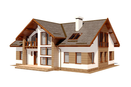 3d Beautiful Residential House Render