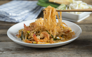 Pad Thai with shrimps - Fired Thai Noodle, Thai Style