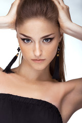 Obraz premium Portrait of young beautiful girl. Fashion photo