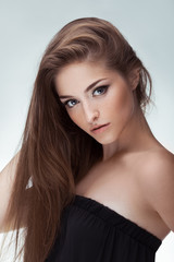 Fototapeta premium Portrait of young beautiful girl. Fashion photo