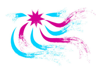 Star and rays in pink and cyan