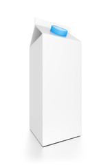 Closeup milk or juice package isolated on white background.