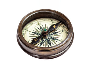 Fototapeta na wymiar Old vintage compass isolated