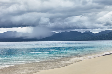Fototapeta na wymiar tropical beach on a rainy day