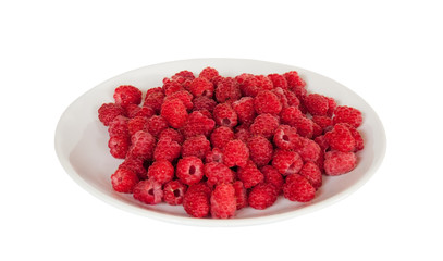 Raspberry on plate. Selective focus
