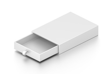 Isometric white drawer blank box isolated on white background.