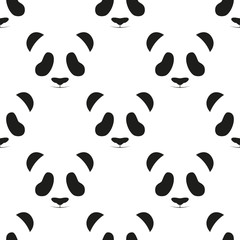 Panda head seamless pattern. Animal seamless pattern. Asian bear seamless pattern. Panda head background. Cute panda