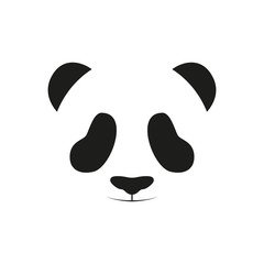 Baby panda face logo template. Baby panda face icon. Baby panda. Asian bear. Cute panda. Positive panda. Isolated panda head on white background. Panda head silhouette