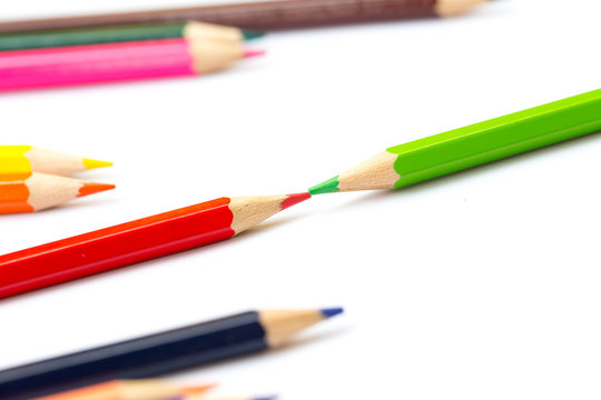color pencil, business connection concept.