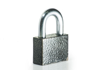 Naklejka premium Metal padlock on white background-