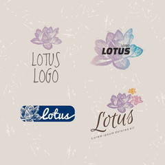 Vector colourful logo set with Lotus flower.