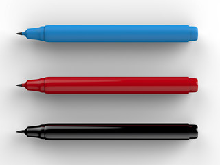 colorful pens on white background