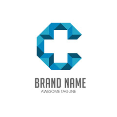 Obraz premium letter c with Cross plus medical logo icon