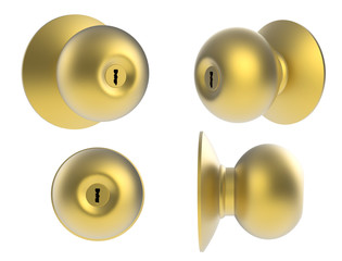 Naklejka premium golden door handle on white background