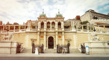 Naklejka premium view on stairs of Buda castle from street